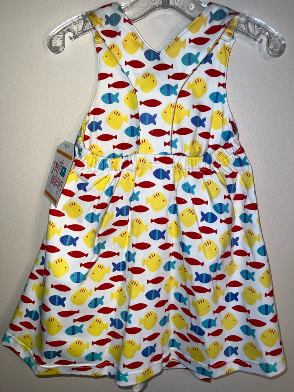 Vintage Marimekko Toddler Sundress with Red, Yellow & Blue Fish Print 2T - Picture 6 of 7